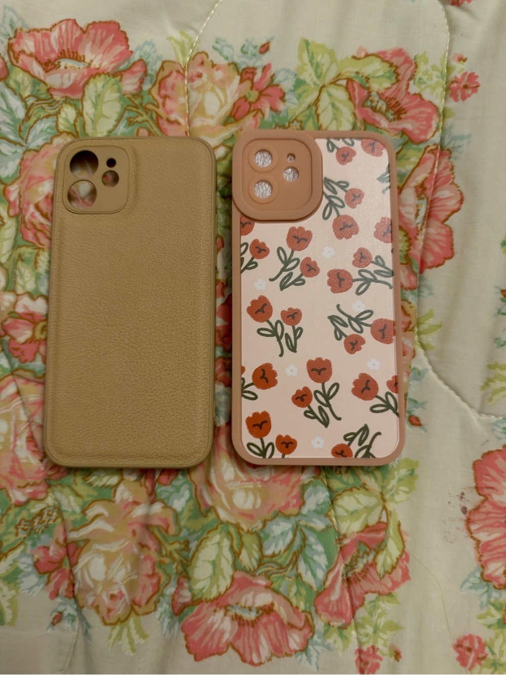 Neutral Tan Floral Pattern Phone Case for iPhone